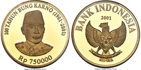 Republic gilt copper Proof Pattern 750000 Rupiah 2001 PR68 Deep Cameo PCGS, KM-Unl. The final and highest denomination pattern issue included in this ...