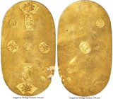 Tempo gold Goryoban (5 Ryo) ND (1837-1843) AU Details (Rim Damage) PCGS, Kyoto or Edo mint, KM-C23, J&V-B1, JNDA 09-12, Hartill-8.14 (ER*). 89x51mm. 3...
