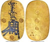 Manen gold Oban (10 Ryo) ND (1860-1862) UNC (Light Surface Hairlines), Edo or Kyoto mint, KM-C24a.2, J&V-A7, JNDA 09-11, Hartill-8.13 (ER). 81x134mm. ...