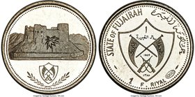 Fujairah. Muhammad bin Hamad al-Sharqi 8-Piece Uncertified gold & silver Proof Set AH 1388 (1969), 1) silver "Desert Fort" Riyal, KM1 2) silver "Presi...