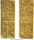 Kim-Thanh Refinery Co. Pair of Uncertified gold Wafers of 14 Grams ND (c. 1960), KM-XB1. Each piece measures approximately 95x36mm, with weights at 14...