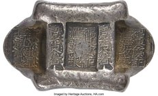 Qing Dynasty. Yunnan Sanchuo Jieding ("Three-Stamp Remittance") "Packsaddle" Sycee of 5-1/2 Taels ND (19th-20th Century) Certified XF45 by Gong Bo Gra...