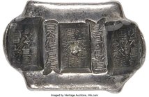 Qing Dynasty. Yunnan Sanchuo Jieding ("Three-Stamp Remittance") "Packsaddle" Sycee of 5-1/2 Taels ND (19th-20th Century) Certified XF40 by Gong Bo Gra...