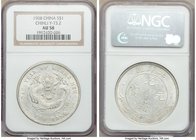 Chihli. Kuang-hsü Dollar Year 34 (1908) AU58 NGC, KM-Y73.2, L&M-465. Frosty and virtually Mint State in terms of wear, only scattered contact in the f...