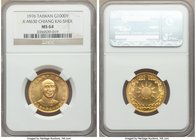 Taiwan. Republic gold "Chiang Kai-shek" Medallic 1000 Yuan Year 65 (1976) MS64 NGC, KM-X630, L&M-1136. Struck for the 90th anniversary of Chiang Kai-s...