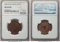 Republic Cent (Fen) Year 5 (1916) MS63 Red and Brown NGC, Tientsin mint, KM-Y324. A glossy specimen free of serious marks and pleasing visual contrast...