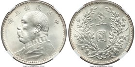 Republic Yuan Shih-kai Dollar Year 3 (1914) MS63 NGC, KM-Y329, L&M-63. A blazing white specimen with full silky texture to the fields.

HID098012420...