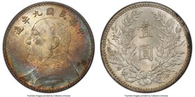 Republic Yuan Shih-kai Dollar Year 9 (1920) MS63 PCGS, KM-Y329.6, L&M-77. Of standout quality, enhanced by metallic tones of iridescent blue, red, and...
