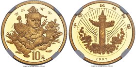 People's Republic gold "Auspicious Matters" 10 Yuan 1997 MS70 NGC, KM1060. AGW 0.0999 oz.

HID09801242017