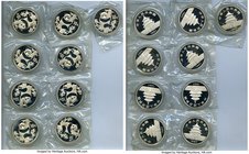 People's Republic 9-Piece Lot of Uncertified silver Proof Panda 10 Yuan 1987, KM167, PAN-58A. All nine coins are sealed, encapsulated, in the original...
