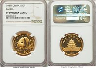 People's Republic gold Proof Panda 50 Yuan (1/2 oz) 1987-P PR69 Ultra Cameo NGC, KM162. Panda drinking from pool of water. AGW 0.4995 oz.

HID098012...