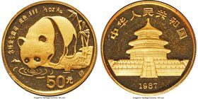 People's Republic gold Panda 50 Yuan (1/2 oz) 1987-S UNC, KM162, PAN-45A. 27mm. Sealed in the original mint vinyl. AGW 0.4995 oz. 

HID09801242017