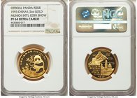 People's Republic gold Proof Panda "Munich International Coin Show" 1/2 Ounce Medal 1993 PR64 Ultra Cameo NGC, PAN-209A. Mintage: 1,500. Commemorative...