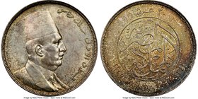 Fuad I 20 Piastres AH 1341 (1923) MS62 NGC, KM338. A gorgeous near-choice specimen with full cartwheel luster and dazzling mottled coloration. 

HID...