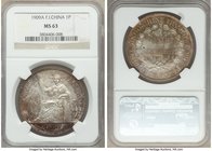 French Colony Piastre 1909-A MS63 NGC, Paris mint, KM5a.1. Handsomely toned with exceptionally bold die polish lines on the reverse. 

HID0980124201...
