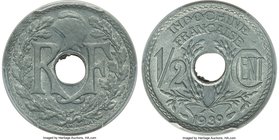 French Colony zinc 1/2 Cent 1939-(a) MS64 PCGS, Paris mint, KM20a, Lec-35. A very difficult zinc striking of this typically bronze type in upper Mint ...