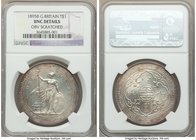 Victoria Trade Dollar 1895-B UNC Details (Obverse Scratched) NGC, Bombay mint, KM-T5. Raised B mintmark variety. The first year of issue for the type ...