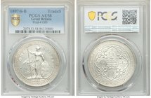 Victoria Trade Dollar 1897/6-B AU58 PCGS, Bombay mint, KM-T5, Prid-4. A bit softly struck in the obverse features, though with a very clear 6 beneath ...