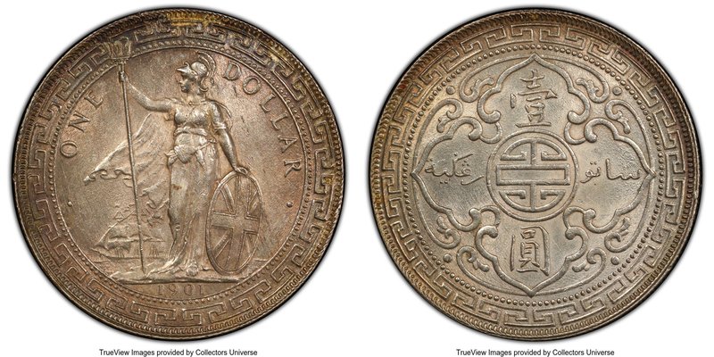 3-Piece Lot of Certified Trade Dollars, 1) Victoria Trade Dollar 1901-C - UNC De...