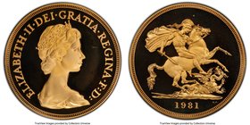 Elizabeth II gold Proof 5 Pounds 1981 PR69 Deep Cameo PCGS, KM924, S-4201. Fully struck, and for all practical purposes, flawless. AGW 1.1775 oz. 

...