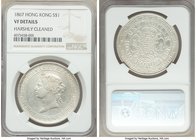 British Colony. Victoria Dollar 1867 VF Details (Harshly Cleaned) NGC, KM10. A rare large denomination from this series made more attainable here, and...
