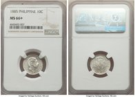 Spanish Colony. Alfonso XII 10 Centimos 1885 MS66+ NGC, KM148. A virtually immaculate specimen free of the least trace of tone. 

HID09801242017