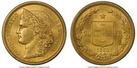 Confederation gold 20 Francs 1883 MS64 PCGS, KM31.1.

HID09801242017