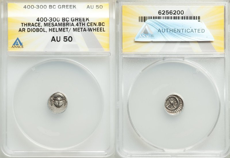 THRACE. Mesambria. Ca. 400-300 BC. AR diobol (11mm, 12h). ANACS AU 50. Crested C...