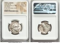 ATTICA. Athens. Ca. 455-440 BC. AR tetradrachm (24mm, 17.19 gm, 10h). NGC Choice AU 5/5 - 3/5. Early transitional issue. Head of Athena right, wearing...