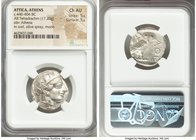 ATTICA. Athens. Ca. 440-404 BC. AR tetradrachm (24mm, 17.20 gm, 6h). NGC Choice AU 5/5 - 5/5. Mid-mass coinage issue. Head of Athena right, wearing cr...