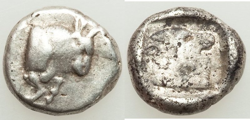 CARIA. Uncertain mint. Ca. 450-400 BC. AR diobol (12mm, 2.27 gm, 4h). Fine. Mile...