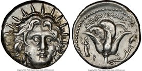 CARIAN ISLANDS. Rhodes. Ca. 250-205 BC. AR didrachm (19mm, 12h). NGC Choice XF. Ca. 250-230 BC, Mnasimaxus, magistrate. Radiate head of Helios facing,...