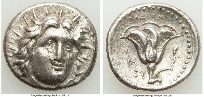 CARIAN ISLANDS. Rhodes. Ca. 250-205 BC. AR didrachm (20mm, 6.64 gm, 1h). VF, scu...