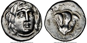 CARIAN ISLANDS. Rhodes. Ca. 230-205 BC. AR hemidrachm (11mm, 12h). NGC Choice XF, brushed. Anazandrus, magistrate. Facing head of Helios, turned sligh...