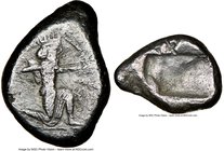 ACHAEMENID PERSIA. Darius I-Xerxes I (ca. 505-480 BC). AR siglos (13mm). NGC Choice Fine. Sardes mint. Persian king or hero, wearing cidaris and candy...