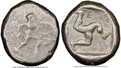 PAMPHYLIA. Aspendus. Ca. mid-5th century BC. AR stater (21mm, 1h). NGC Fine. Helmeted nude hoplite warrior advancing right, shield in left hand, spear...