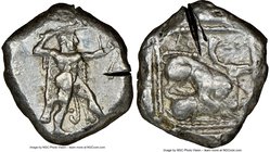 CYPRUS. Citium. Azbaal (ca. 449-425 BC). AR stater (23mm, 12h). NGC VF, test cuts. Heracles in fighting stance right, nude but for lion skin around sh...