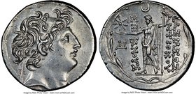 SELEUCID KINGDOM. Antiochus VIII Epiphanes Grypus (121-96 BC). AR tetradrachm (30mm, 16.42 gm, 11h). NGC Choice AU 5/5 - 4/5. Ake Ptolemais, ca. 121/0...