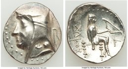 PARTHIAN KINGDOM. Arsaces I (ca. 247-211 BC). AR drachm (19mm, 4.21 gm, 12h). AU. Hecatompylus mint. Head of Arsaces I left, wearing bashlyk; dotted b...