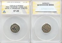 JUDAEA. Herodians. Herod Archelaus (4 BC-AD 6). AE 2 prutot (18mm, 12h). ANACS VF 25. Jerusalem. ΗΕΡWΔΗC, double cornucopia, grapes on either side / Є...