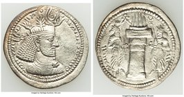 SASANIAN KINGDOM. Narseh (AD 293-302). AR drachm (26mm, 3.89 gm, 2h). VF. Bust of Narseh right, wearing crown with arcades, three foliate branches, an...