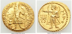 INDIA. Kushan Empire. Kanishka I (ca. AD 127-151). AV dinar (21mm, 7.93 gm, 12h). XF, scratches. Main mint, Bactria (probably Balkh), late phase. PAON...