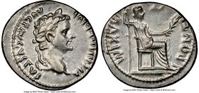 Tiberius (AD 14-37). AR denarius (19mm, 3.84 gm, 11h). NGC AU 4/5 – 5/5. Lugdunum. TI CAESAR DIVI-AVG F AVGVSTVS, laureate head of Tiberius right / PO...