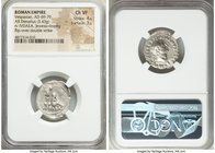 Vespasian (AD 69-79). AR denarius (22mm, 3.43 gm, 6h). NGC Choice VF 4/5 - 3/5, flip-over double strike. Rome, 21 December AD 69-early AD 70. IMP CAES...