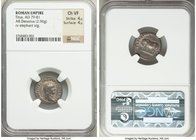 Titus, as Augustus (AD 79-81). AR denarius (17mm, 2.96 gm, 7h). NGC Choice VF 4/5 - 4/5. Rome, January-June AD 80. IMP TITVS CAES VESPASIAN AVG P M, l...