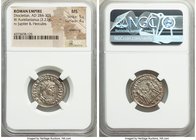 Diocletian (AD 284-305). BI antoninianus (22mm, 3.21 gm, 10h). NGC MS 5/5 - 4/5, Silvering. Antioch, 2nd officina, ca. AD 285. IMP C C VAL DIOCLETIANV...