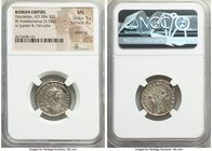 Diocletian (AD 284-305). BI antoninianus (22mm, 4.55 gm, 11h). NGC MS 5/5 - 4/5, Silvering. Antioch, 4th officina, ca. AD 285. IMP C C VAL DIOCLETIANV...