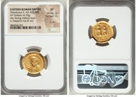 Theodosius II, Eastern Roman Empire (AD 402-450). AV solidus (21mm, 4.33 gm, 6h). NGC XF 4/5 - 2/5, scuffs. Constantinople, 4th officina, AD 425-429. ...