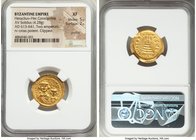 Heraclius (AD 610-641) and Heraclius Constantine. AV solidus (21mm, 4.28 gm, 6h). NGC XF 5/5 - 2/5, graffito, clipped. Constantinople, 5th officina, c...