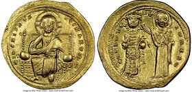 Romanus III Argyrus (AD 1028-1034). AV histamenon nomisma (25mm, 4.38 gm, 6h). NGC Choice AU 5/5 - 5/5. Constantinople. +IhS XIS RЄX-RЄSNANTInm, Chris...